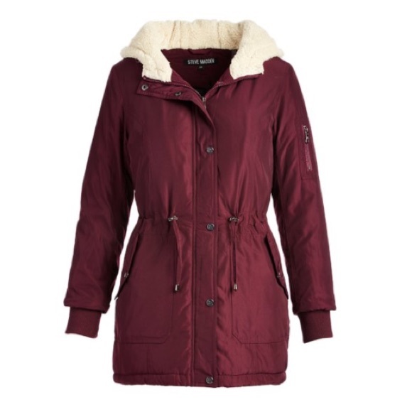 Steve Madden Merlot Anorak w/ Faux Fur Hood - Picture 3 of 4